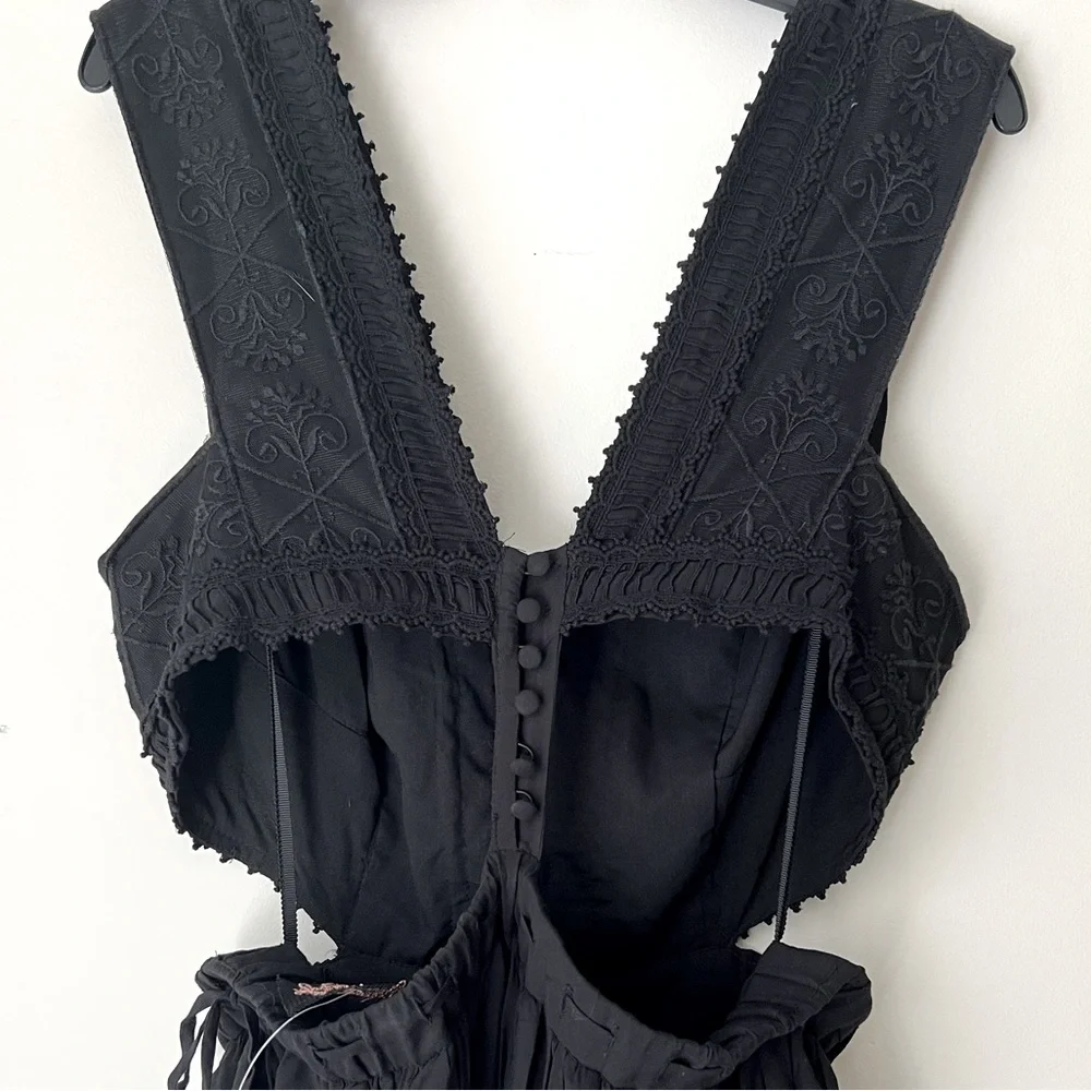 Free People Honeysuckle Rose Cut-Out Mini Dress Black Womems Size 6 ❤️NWT - Picture 6 of 8